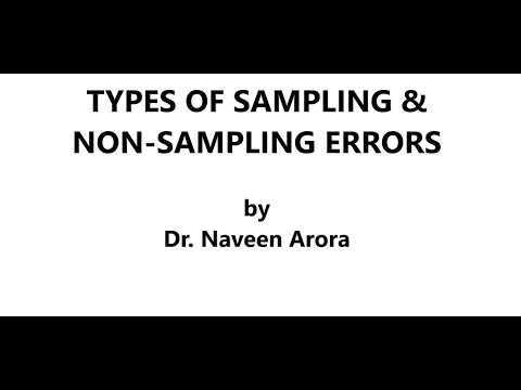 Types of Sampling errors Types of Non sampling errors Dr Naveen Arora