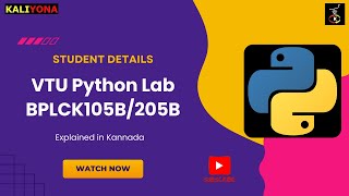 Student Details - Python VTU Labs Tutorial | BPLCK105B/205B | Explained in Kannada