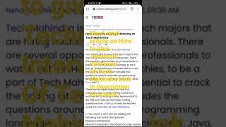 How to give Technical Interview of Tech Mahindra || #shorts #interview