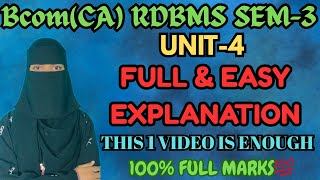 RDBMS UNIT-4 | Full explaination | Degree 3rd semester RDBMS 100% FULL marks💯✅ | O.U | Bcom Computer
