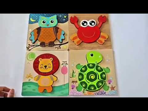 Animal Puzzle Video for Kids | Learn Owl, Crab, Lion & Turtle! #kidslearning #animals #funlearning