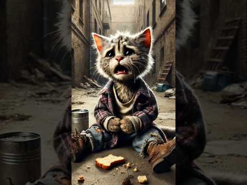 Poor cat misses his friend alone in street #cuteanimals #kitten  #viralshorts #shorts #poorcat