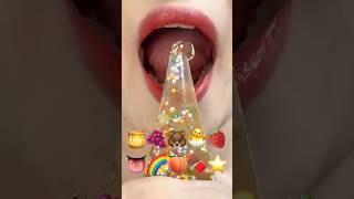 asmr EMOJI FOOD 🍯🍇🐻🐣🍓👅🌈🍑🍫⭐️eating sounds(sped up)