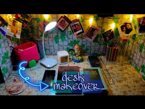 | AESTHETIC DESK MAKEOVER | Desk makeover| STUDY VLOG | Bsc Student Desk Tour (INDIA)🍃✨