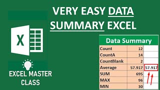 EASY DATA SUMMARY IN EXCEL - COUNT, COUNTA, COUNTBLANK, AVERAGE, MIN, MAX | COMPLETE BEGINNERS