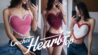 Crochet Heart Top Tutorial for Beginners - FREE Pattern XS-L
