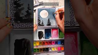 Watercolor night sky with clear wax and layering! #watercolortutorial