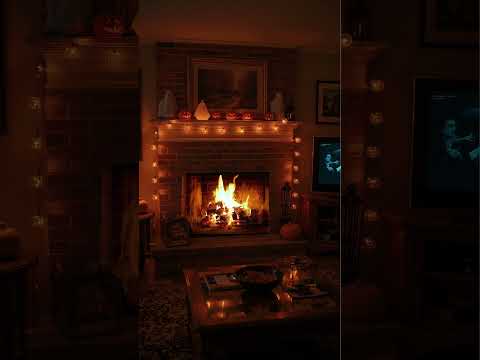 🎃 1990s Halloween Fireplace Ambience | Cozy Vintage Fall Vibes 🔥👻
