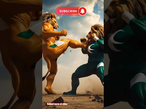 🇮🇳Bharat Lion vs 🇵🇰Pakistan Lion fight 😱 #ai #animals #shortsfeed
