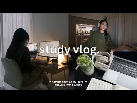 SUPER PRODUCTIVE study vlog as a medical PhD student | 6am mornings, realistic days in my life