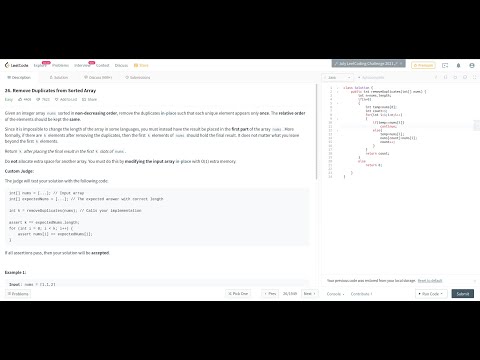 Week 1:Remove Duplicates from Sorted Array #leetcode #interview