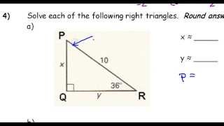 Day 10 HW   #4 to #9   Solving Right Triangles, Trig Applications