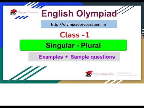 English Olympiad  -     Class 1   - Singular Plural | Examples | Sample questions