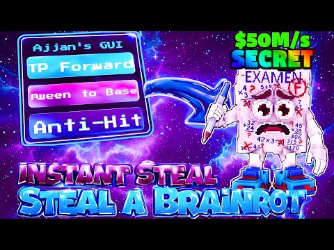 Steal a Brainrot SCRIPT Gui with INSTANT STEAL, INVISBLE, ANTI-KICK + SPEED BOOST!