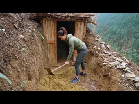 Woman Builds Hidden Underground Shelter in the Mountains in Just 90 Days | by#survival 