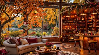 September Fall Morning at Cozy Porch Ambience by the Forest🍂 Relaxing Piano Jazz Music for Good Mood