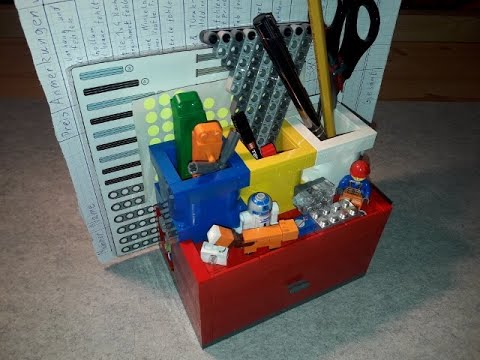 MOC LEGO® desk organizer with safe