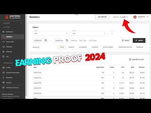 Adsterra Earning Proof 2024 | Adsterra Earning Trick 35$ | Best Adsense Alternative in 2024