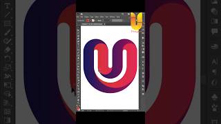 Professional 3D "U" logo design | Adobe Illustrator gradient tutorial #shorts #viral #logo