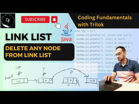 Delete any node from link list || Code in Java || Hindi