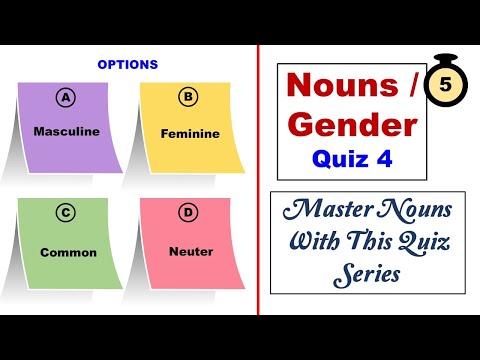 Nouns - Gender/Master Nouns with this quiz series/Classes 6 to 10/IELTS & SAT exam
