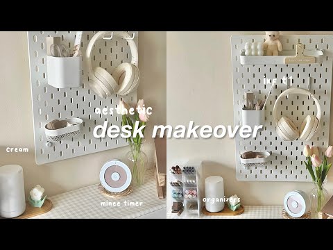 aesthetic desk makeover 2023 🤍🍦| pinterest and korean inspired