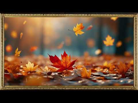 Luxury Autumn Falling Leaves Painting | Golden Frame TV Art Screensaver |Elegant Seasonal Home Decor