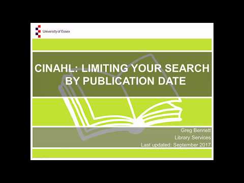 CINAHL: Limiting search by publication date