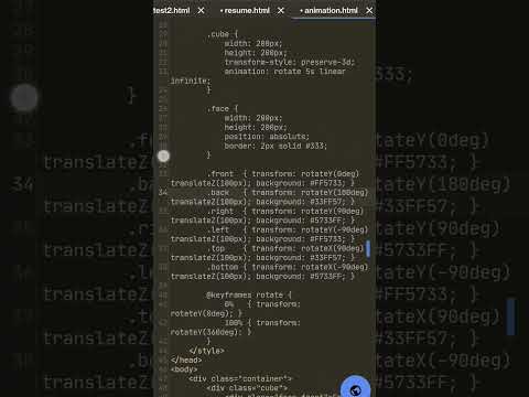 Simple Rotating 3d Cube Animation In HTML #codelearning #codingworkshops #programmingclass