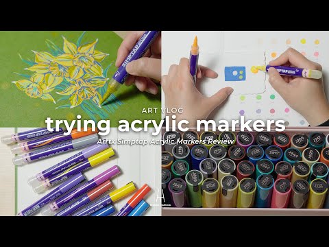 Trying acrylic markers for the first time ✍🏻 | Art vlog | Arrtx Simptap Acrylic Markers review