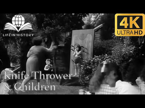 Knife Thrower and Children (ca. 1950s) – A.I.-Restored  – [ 4K60FPS | Audio Enhanced ]