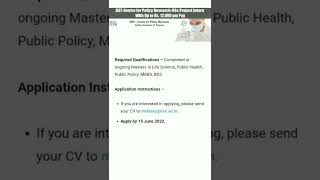 IISc Project Intern Job #stipend #project #internship2022