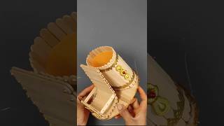 best waste ice cream sticks pen stand craft ideas #shorts #craft #diy #art #icecreamstickcraft