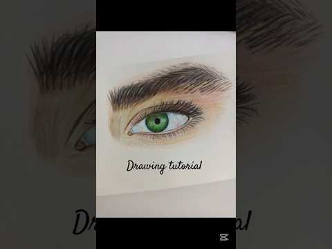"Sadece Kuru Boya ile Gerçek Gibi Göz Çizimi!" #art #eyedrawing #shorts #sketch #kuruboya #greeneyes