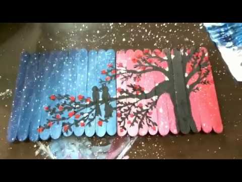 Painting on ice-cream sticks(pop sticks)-DIY   easy and attractive!!!