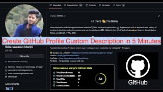 Create Your Custom GitHub Profile Description/Overview in 5 Minutes!