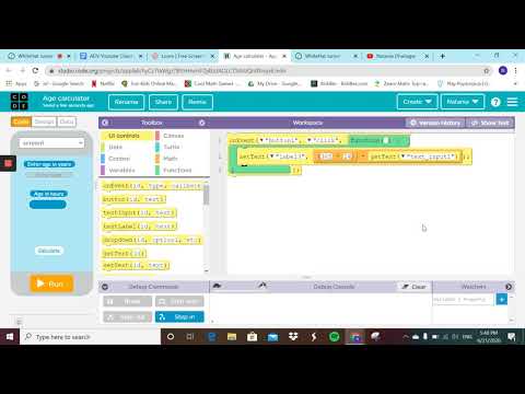 In code blocks: Age calculator, from years to hours