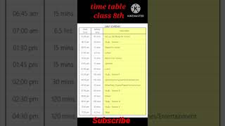 class 8 timetable .  #shorts #timetable #shortsfeed description check it !