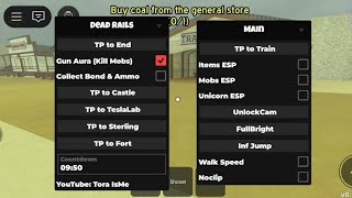 Dead Rails Script! NO KEY AND FREE - Tp to end, esp items, kill aura, and more!!