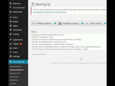 Creating a Full Backup with BackupBuddy