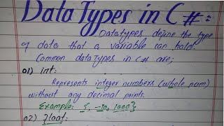 Data Types in C# programming in Urdu/Hindi | class 01.3 | Learn C# language with hand written notes!