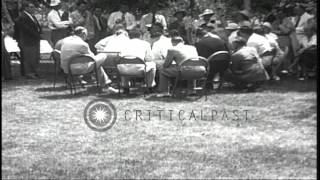 American President Franklin D Roosevelt speaks to reporters at his family estate ...HD Stock Footage