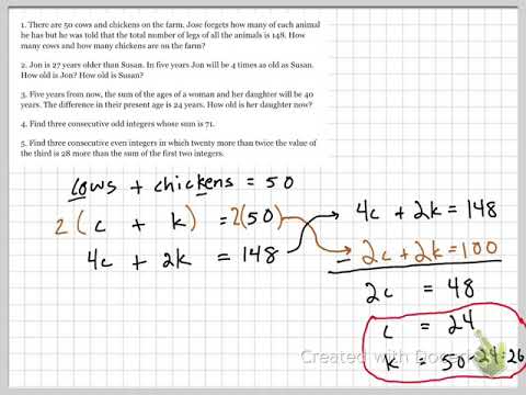 Algebraic Thinking: Simple System Two Variables