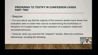 Preparing to Testify in False Confession Cases Part Two