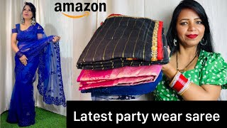 Amazon Party wear saree  | wedding sari collection |Amazon latest Sari collection |Amazon Saree haul