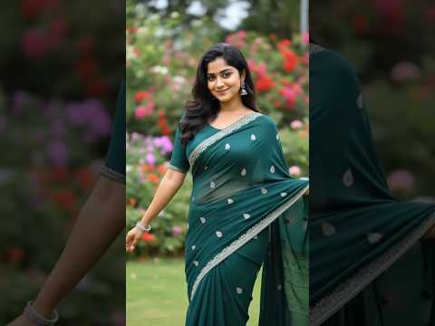 Elegant Green Saree Look 🌿 | Simple & Classy Traditional Outfit Idea #shorts
