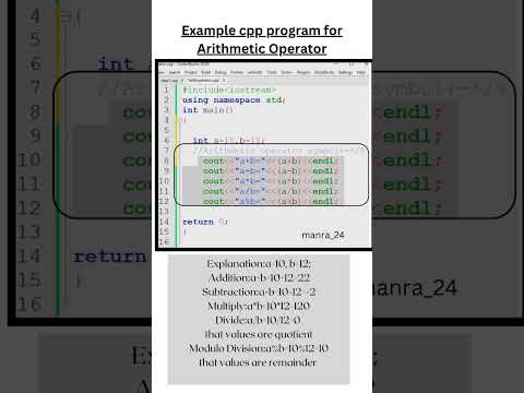 calculation for add, sub, divide, multiply, modulo division using arthmeticoperatorincpp #shortvideo