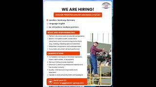 We’re #Hiring || Position: Aircraft Fitter/Structural Mechanic (m/f/d)