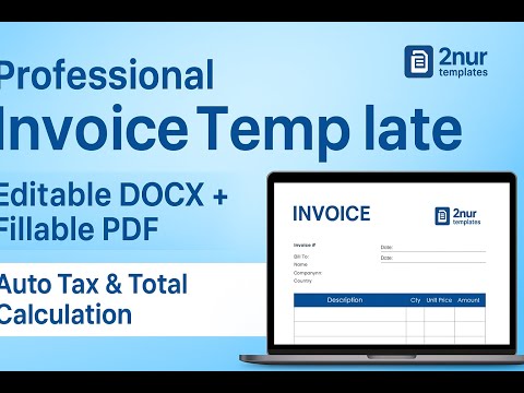 Professional Sales Invoice Template 1|  Fillable PDF with Auto Calculation   #InvoiceTemplate