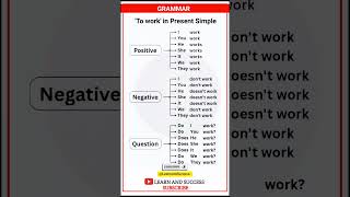 Learn Present Simple Tense – "To Work" | English Grammar for Beginners | Learn and Success
